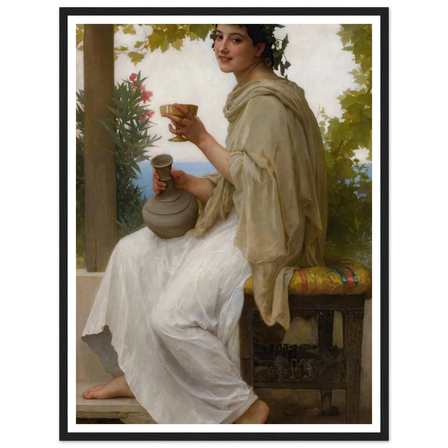 Bacchante (1894) Art Print | William Bouguereau - Framed Poster - 30x40 cm / 12x16″ - Black frame