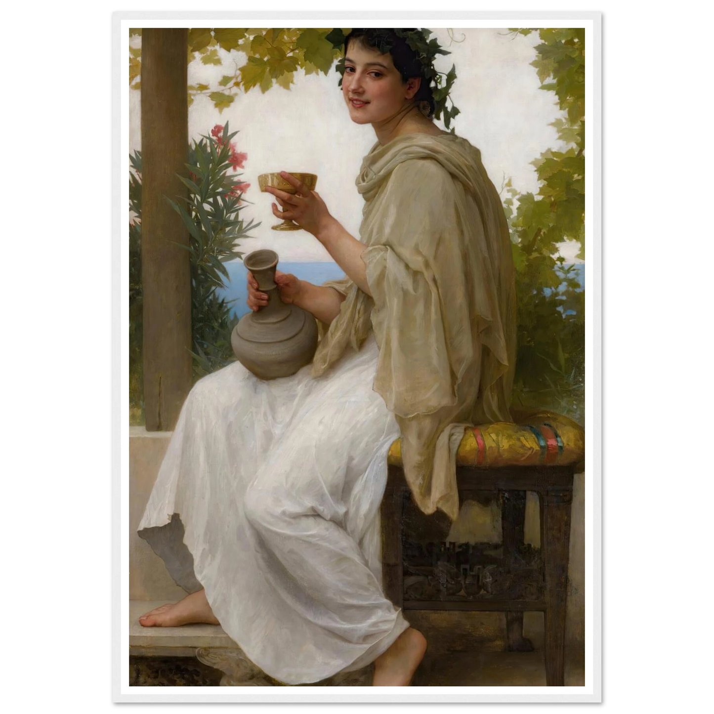Bacchante (1894) Art Print | William Bouguereau - Framed Poster - 30x40 cm / 12x16″ - Black frame