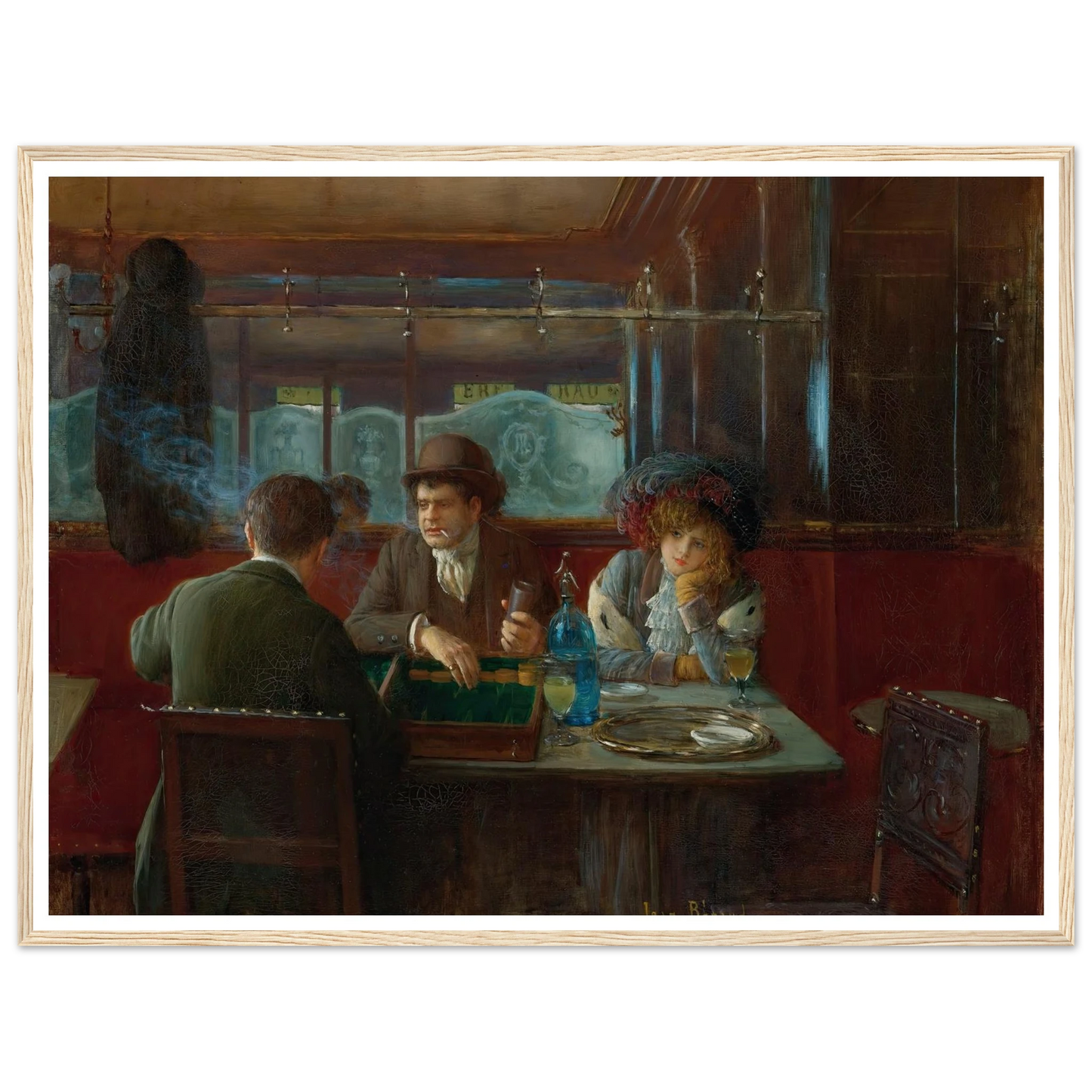 Backgammon At The Café Art Print | Jean Beraud - Framed Poster - 30x40 cm / 12x16″ - Black frame
