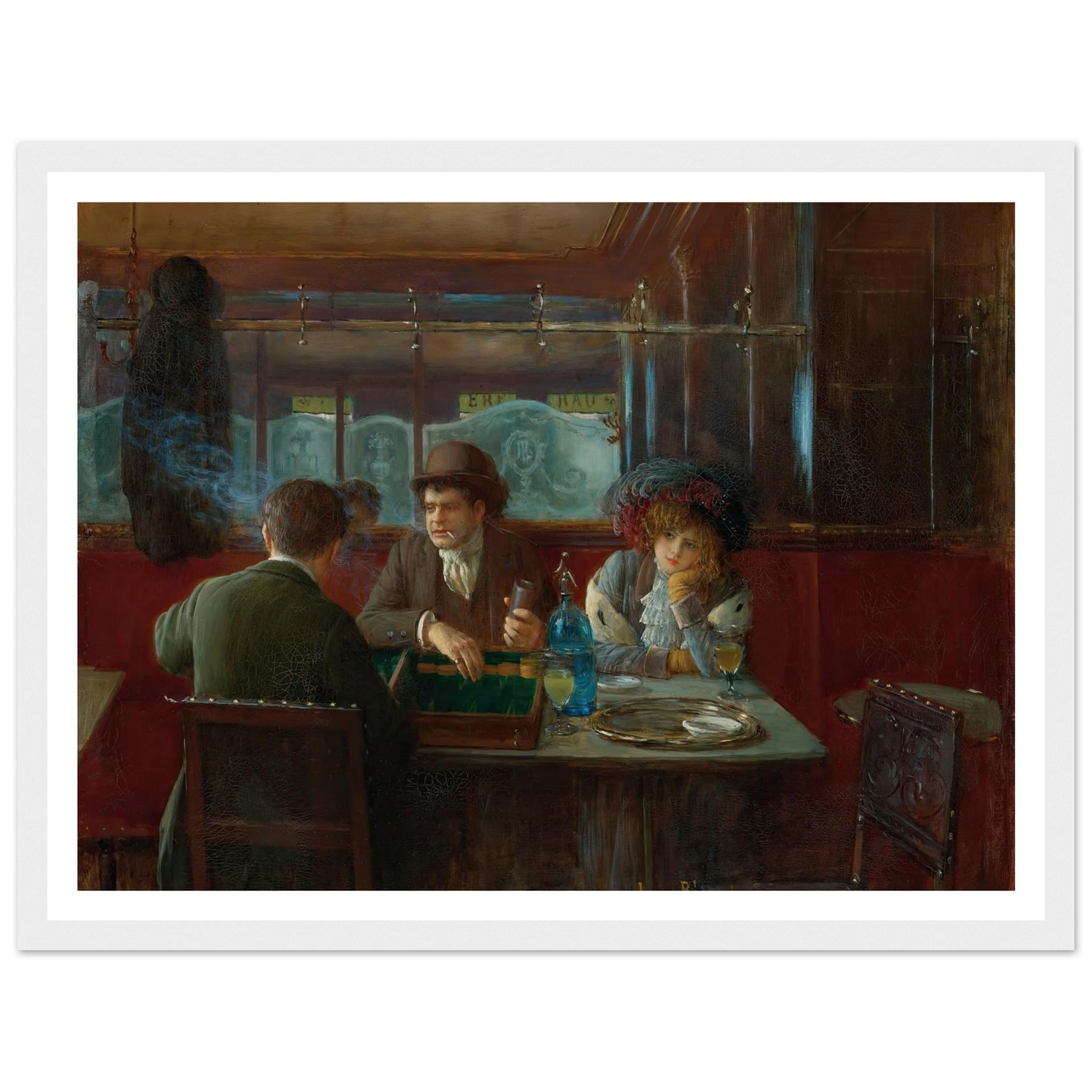 Backgammon At The Café Art Print | Jean Beraud - Framed Poster - 30x40 cm / 12x16″ - Black frame