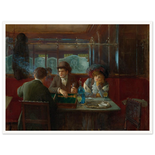 Backgammon At The Café Art Print | Jean Beraud - Framed Poster - 30x40 cm / 12x16″ - Black frame