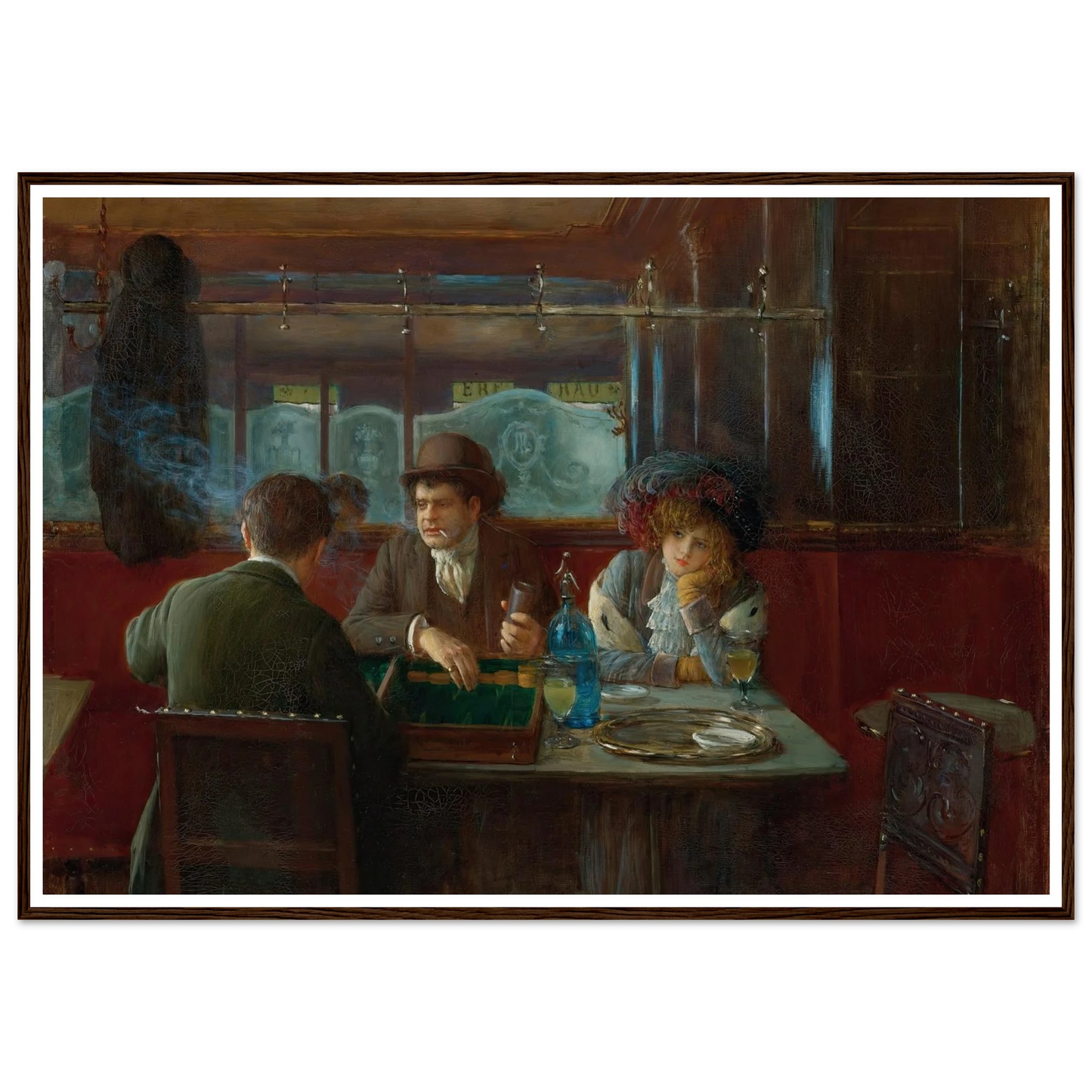 Backgammon At The Café Art Print | Jean Beraud - Framed Poster - 30x40 cm / 12x16″ - Black frame