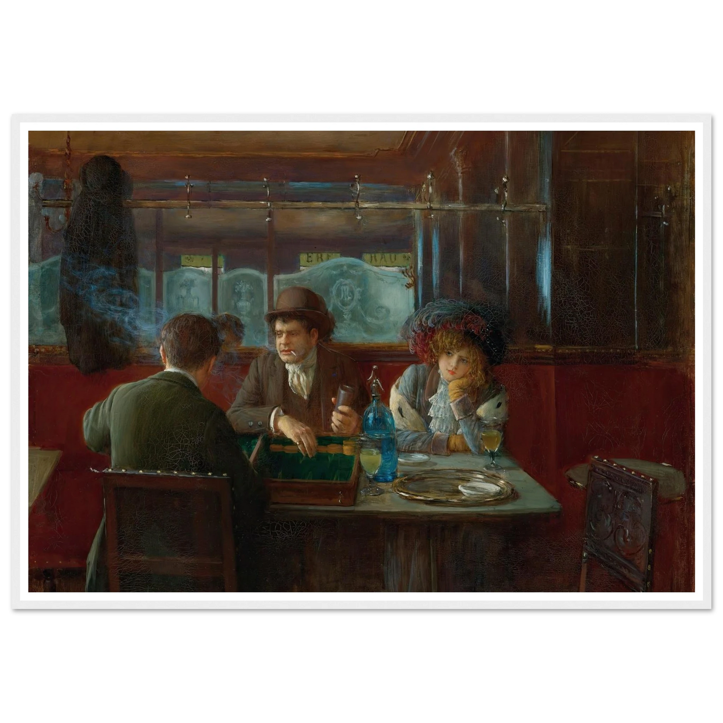 Backgammon At The Café Art Print | Jean Beraud - Framed Poster - 30x40 cm / 12x16″ - Black frame