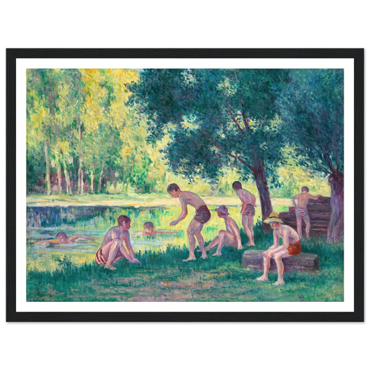 Baignade dans la cure (1908) Art Print | Maximilien Luce - Framed Poster - 30x40 cm / 12x16″ - Black frame