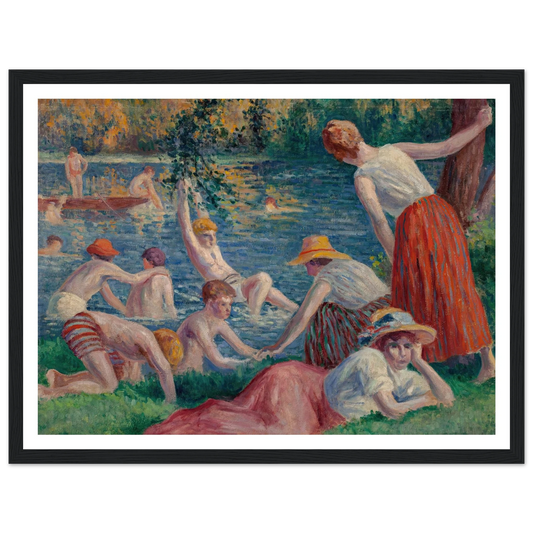 Baignade dans la Cure (1909) Art Print | Maximilien Luce - Framed Poster - 30x40 cm / 12x16″ - Black frame