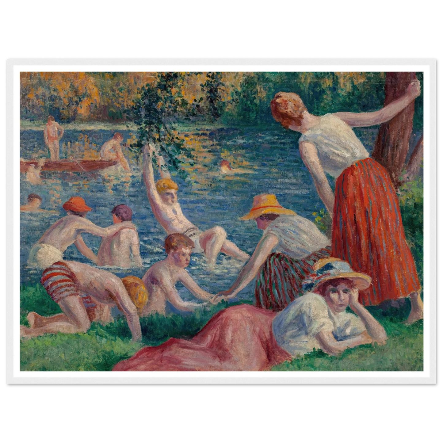 Baignade dans la Cure (1909) Art Print | Maximilien Luce - Framed Poster - 30x40 cm / 12x16″ - Black frame
