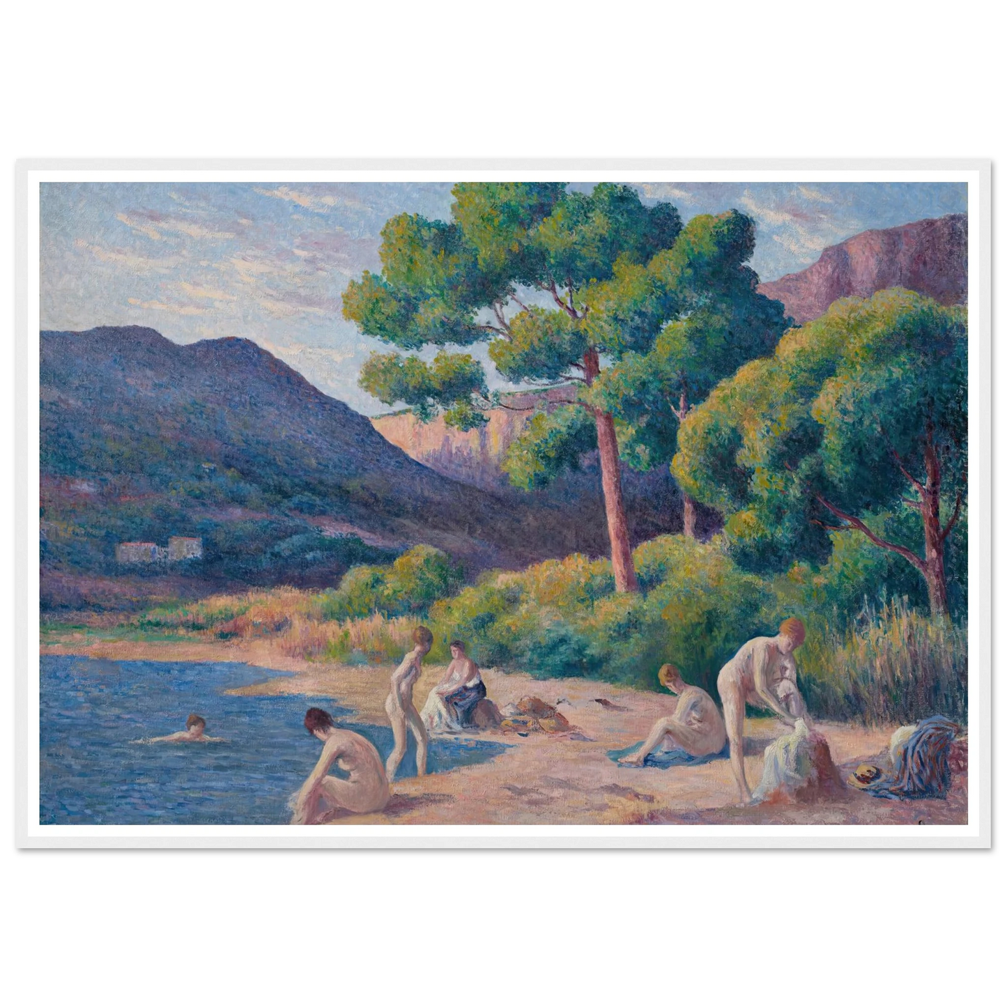 Baigneurs à Saint-Tropez Art Print | Maximilien Luce - Framed Poster - 30x40 cm / 12x16″ - Black frame