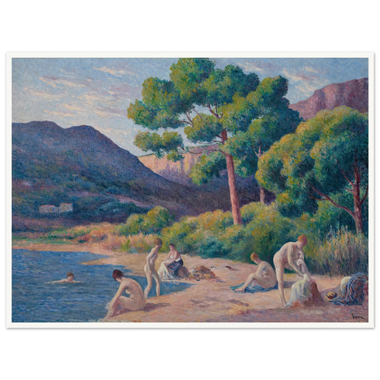 Baigneurs à Saint-Tropez Art Print | Maximilien Luce - Framed Poster - 30x40 cm / 12x16″ - Black frame