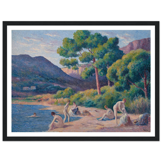 Baigneurs à Saint-Tropez Art Print | Maximilien Luce - Framed Poster - 30x40 cm / 12x16″ - Black frame