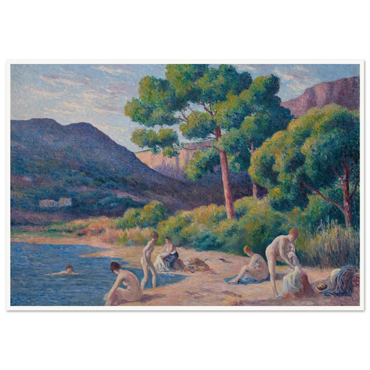 Baigneurs à Saint-Tropez Art Print | Maximilien Luce - Framed Poster - 30x40 cm / 12x16″ - Black frame