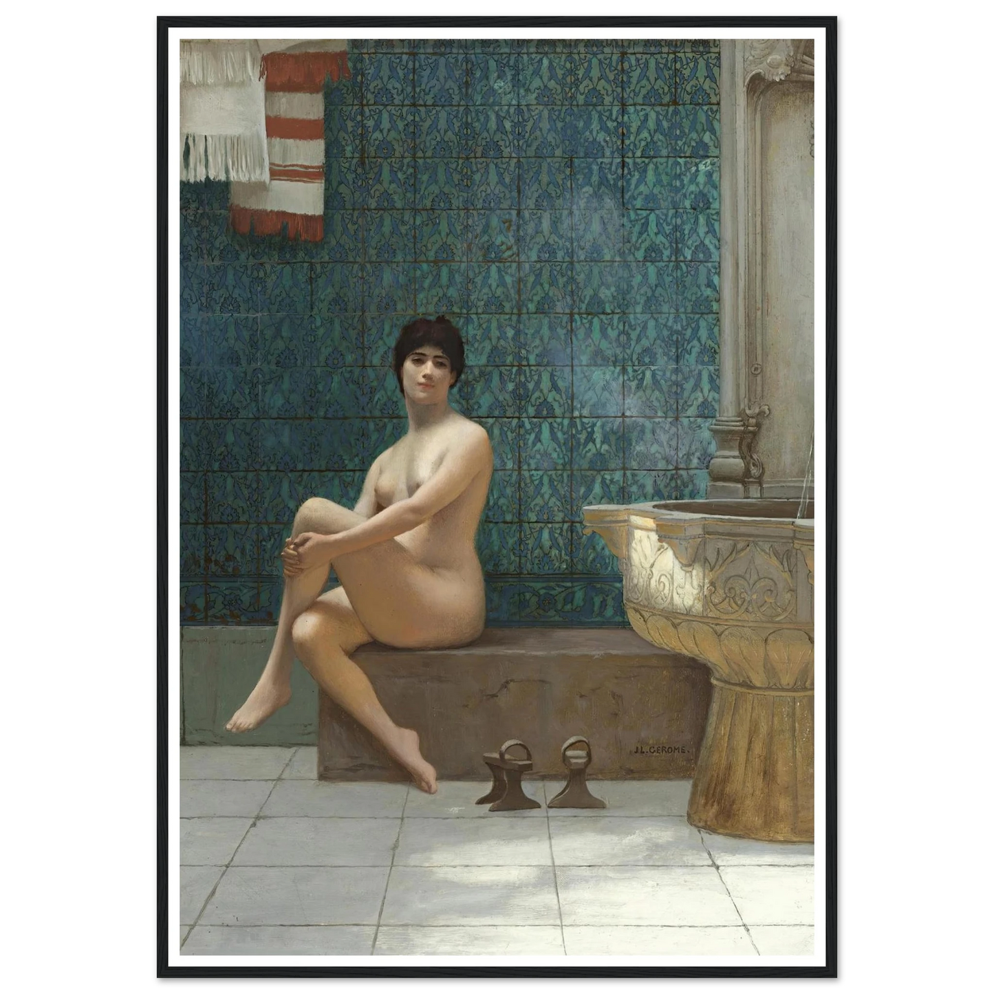 Baigneuse À La Piscine De Brousse Art Print | Jean Leon Gerome - Framed Poster - 30x40 cm / 12x16″ - Black frame