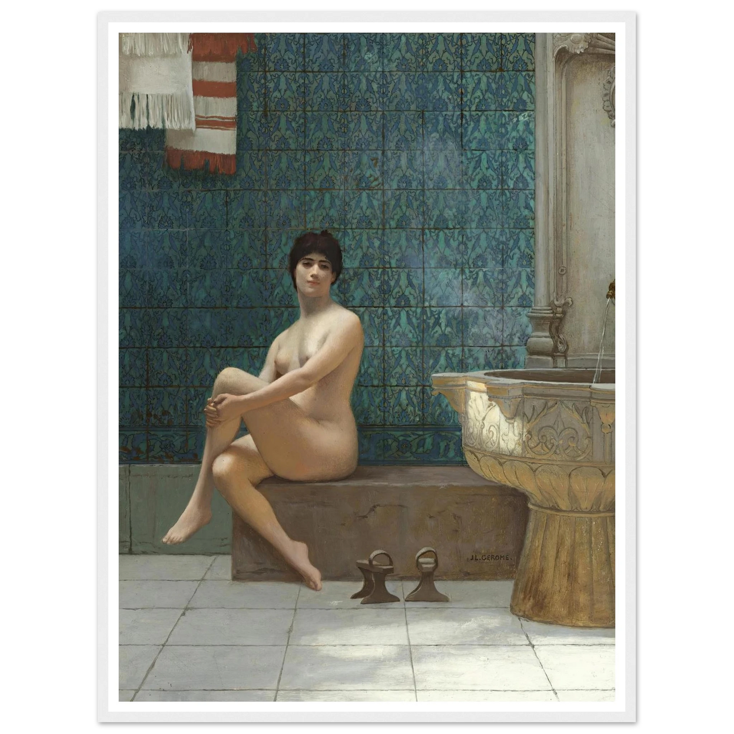 Baigneuse À La Piscine De Brousse Art Print | Jean Leon Gerome - Framed Poster - 30x40 cm / 12x16″ - Black frame