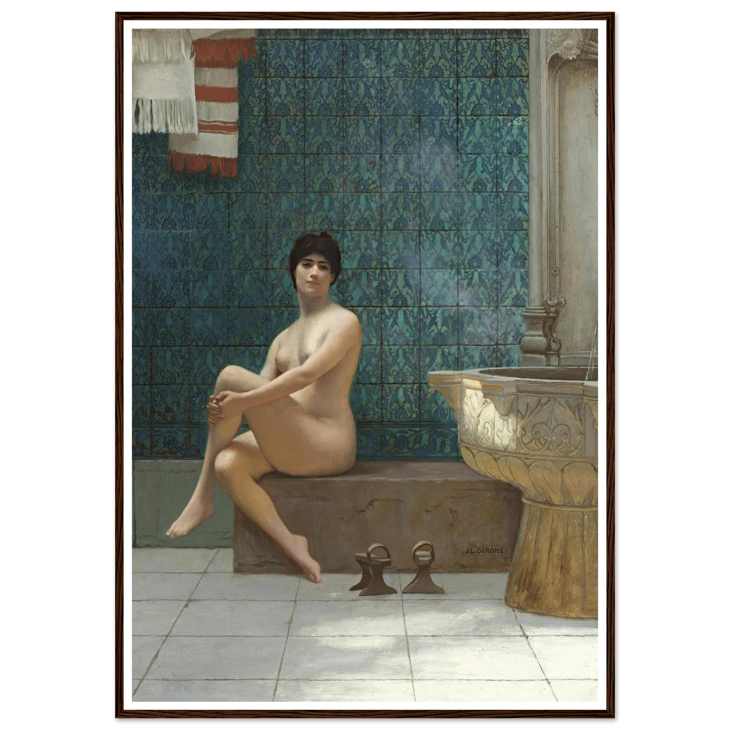 Baigneuse À La Piscine De Brousse Art Print | Jean Leon Gerome - Framed Poster - 30x40 cm / 12x16″ - Black frame