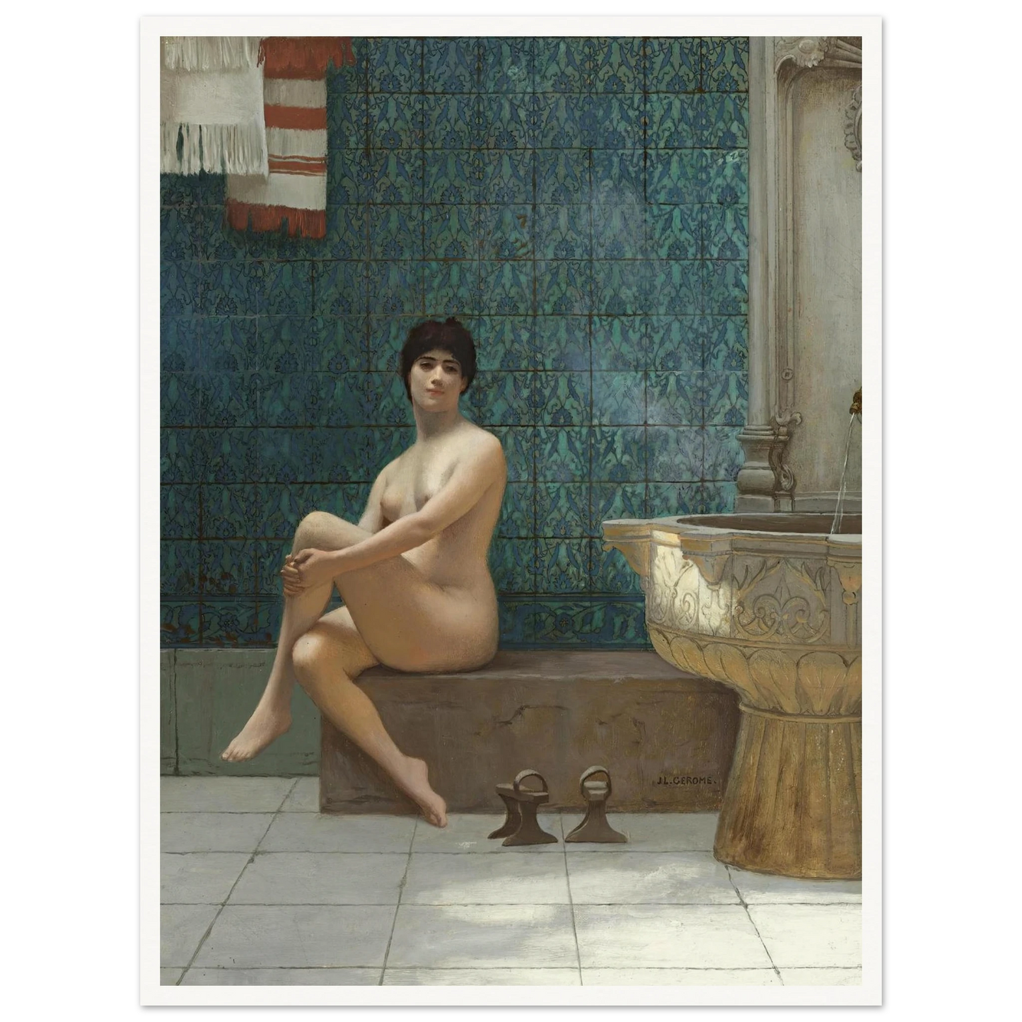 Baigneuse À La Piscine De Brousse Art Print | Jean Leon Gerome - Framed Poster - 30x40 cm / 12x16″ - Black frame