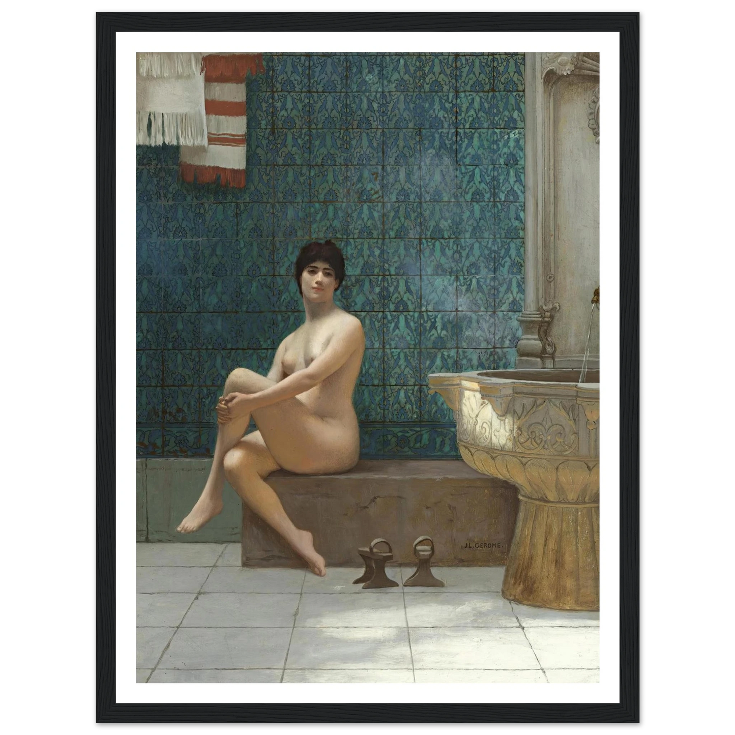 Baigneuse À La Piscine De Brousse Art Print | Jean Leon Gerome - Framed Poster - 30x40 cm / 12x16″ - Black frame