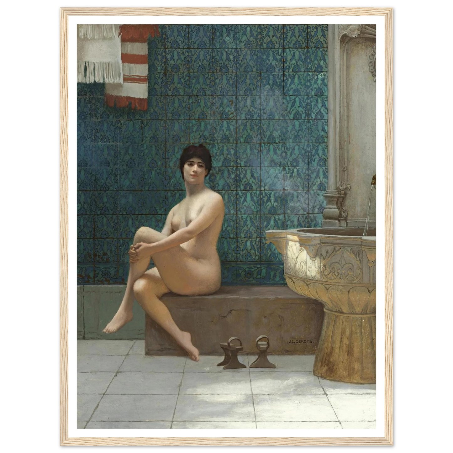 Baigneuse À La Piscine De Brousse Art Print | Jean Leon Gerome - Framed Poster - 30x40 cm / 12x16″ - Black frame