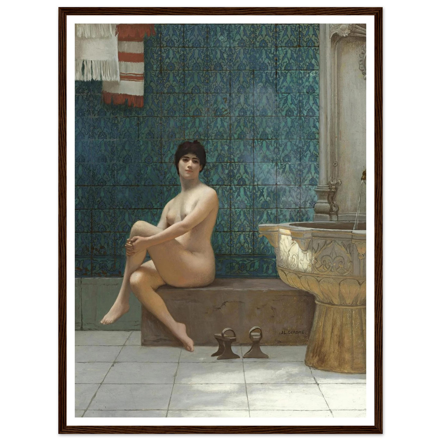 Baigneuse À La Piscine De Brousse Art Print | Jean Leon Gerome - Framed Poster - 30x40 cm / 12x16″ - Black frame