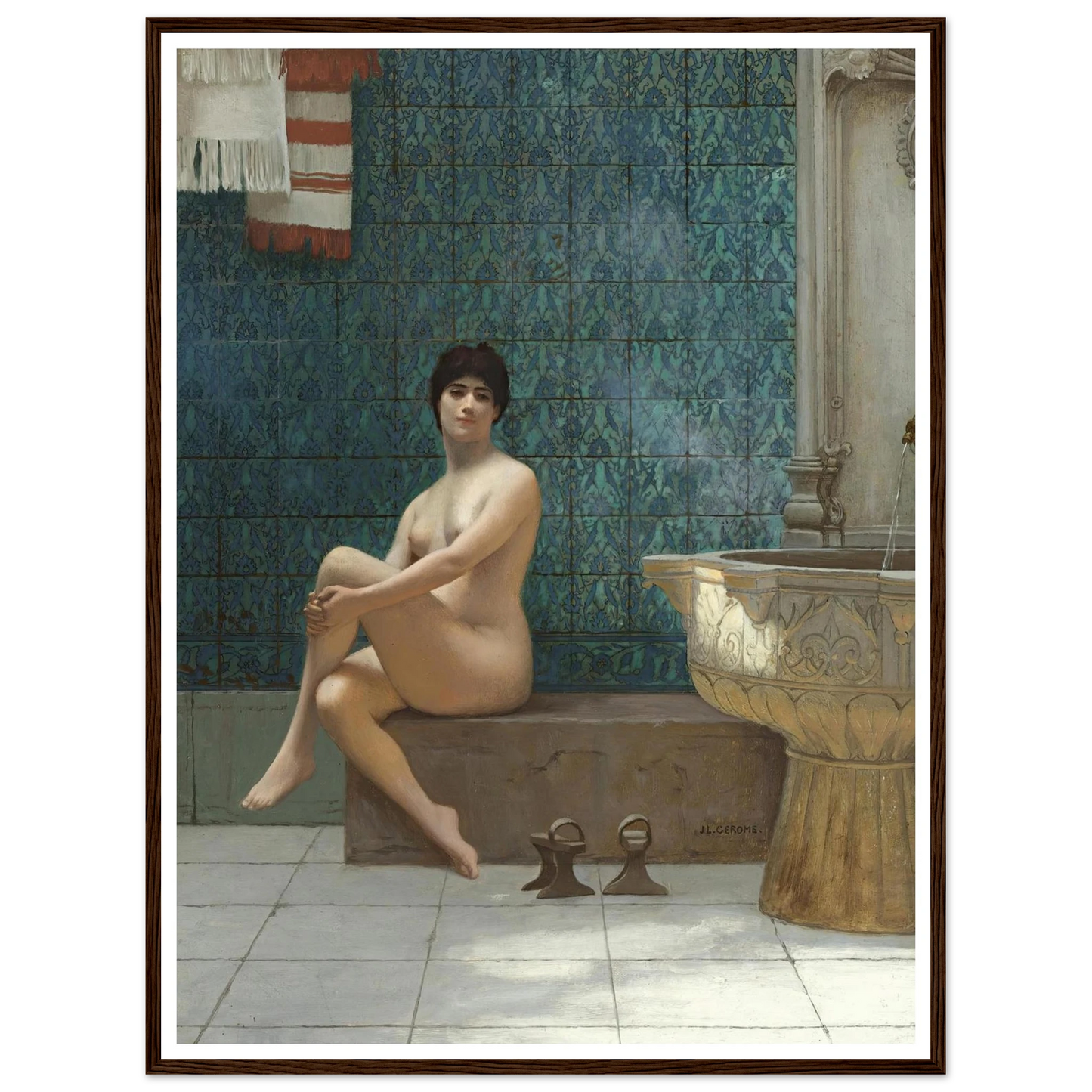 Baigneuse À La Piscine De Brousse Art Print | Jean Leon Gerome - Framed Poster - 30x40 cm / 12x16″ - Black frame
