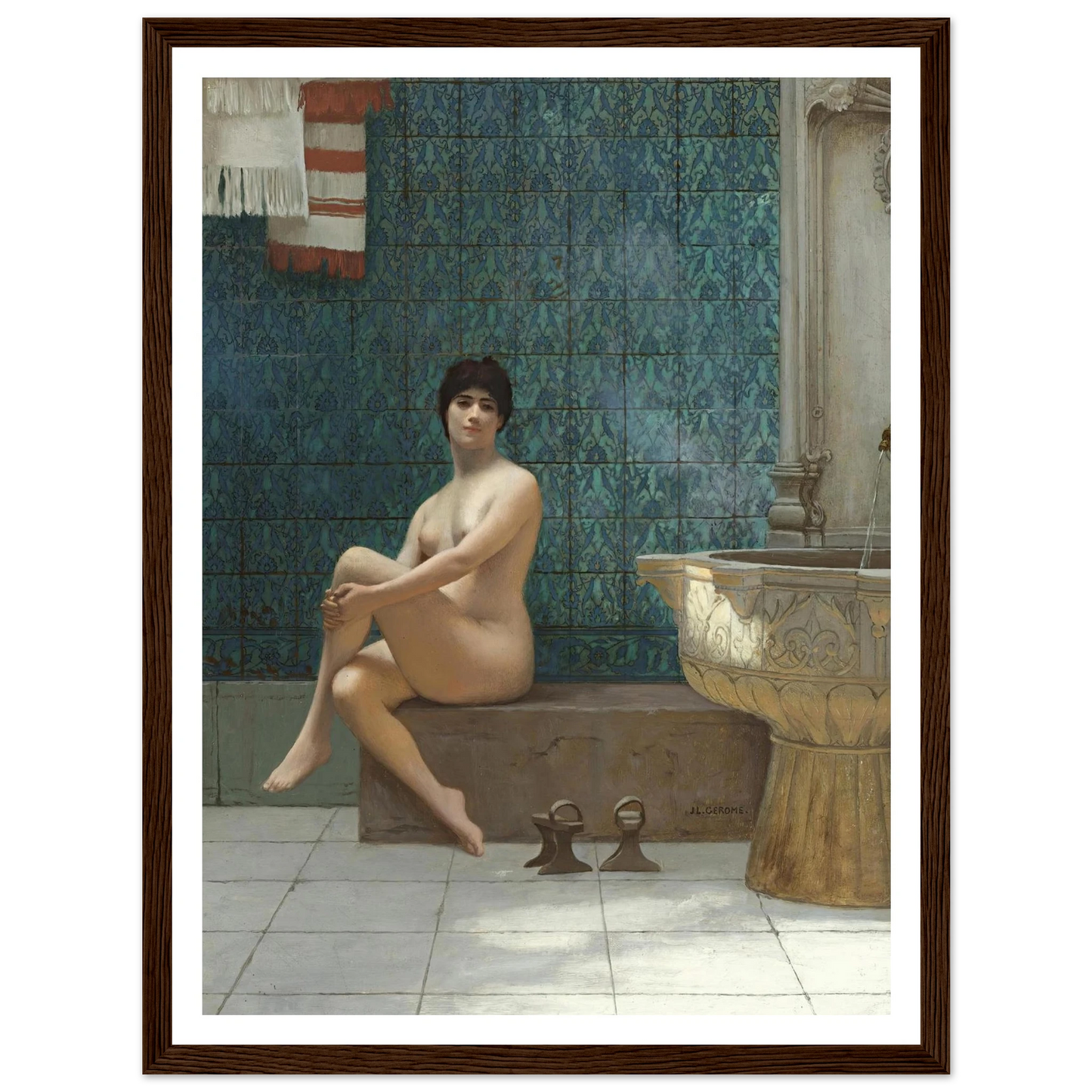 Baigneuse À La Piscine De Brousse Art Print | Jean Leon Gerome - Framed Poster - 30x40 cm / 12x16″ - Black frame