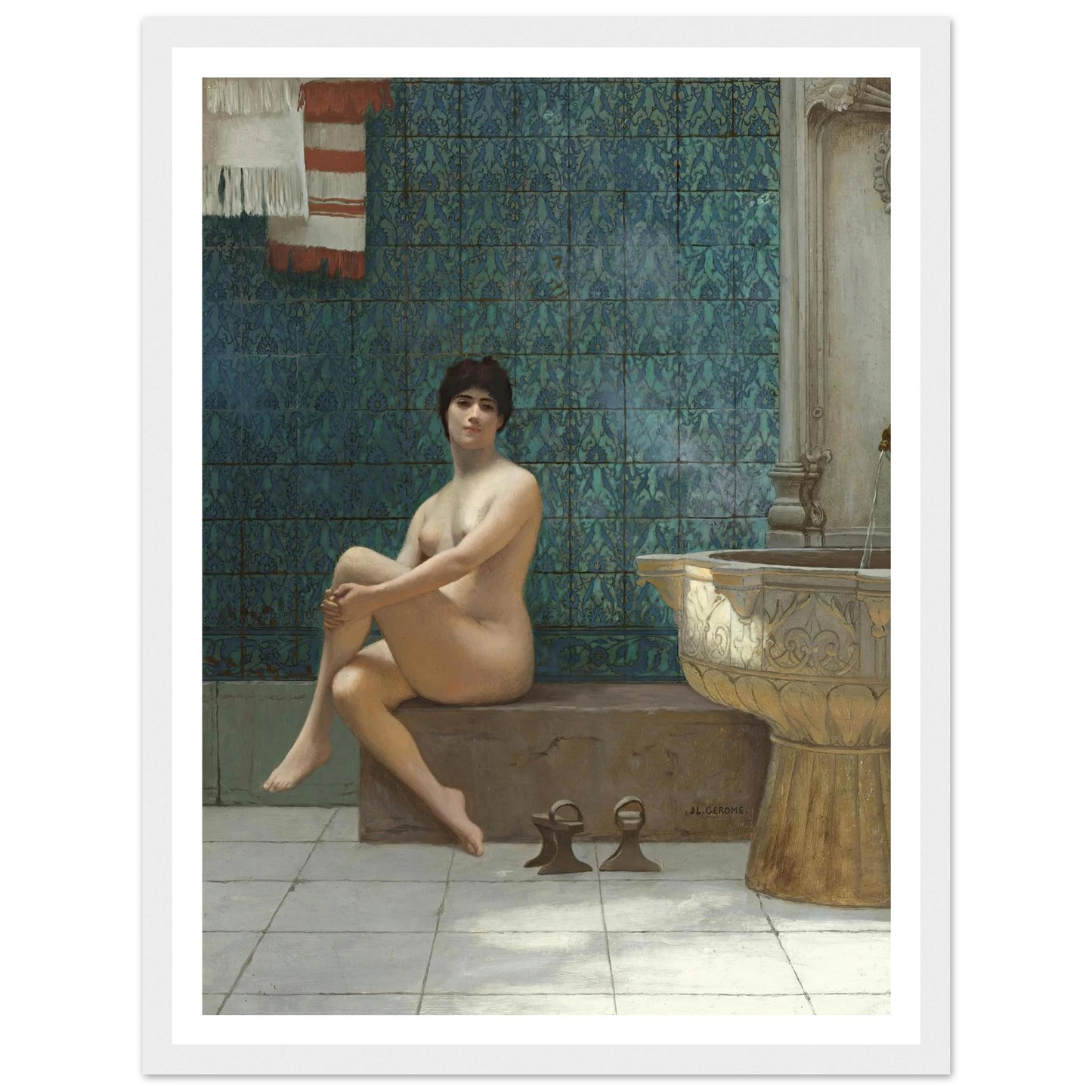 Baigneuse À La Piscine De Brousse Art Print | Jean Leon Gerome - Framed Poster - 30x40 cm / 12x16″ - Black frame