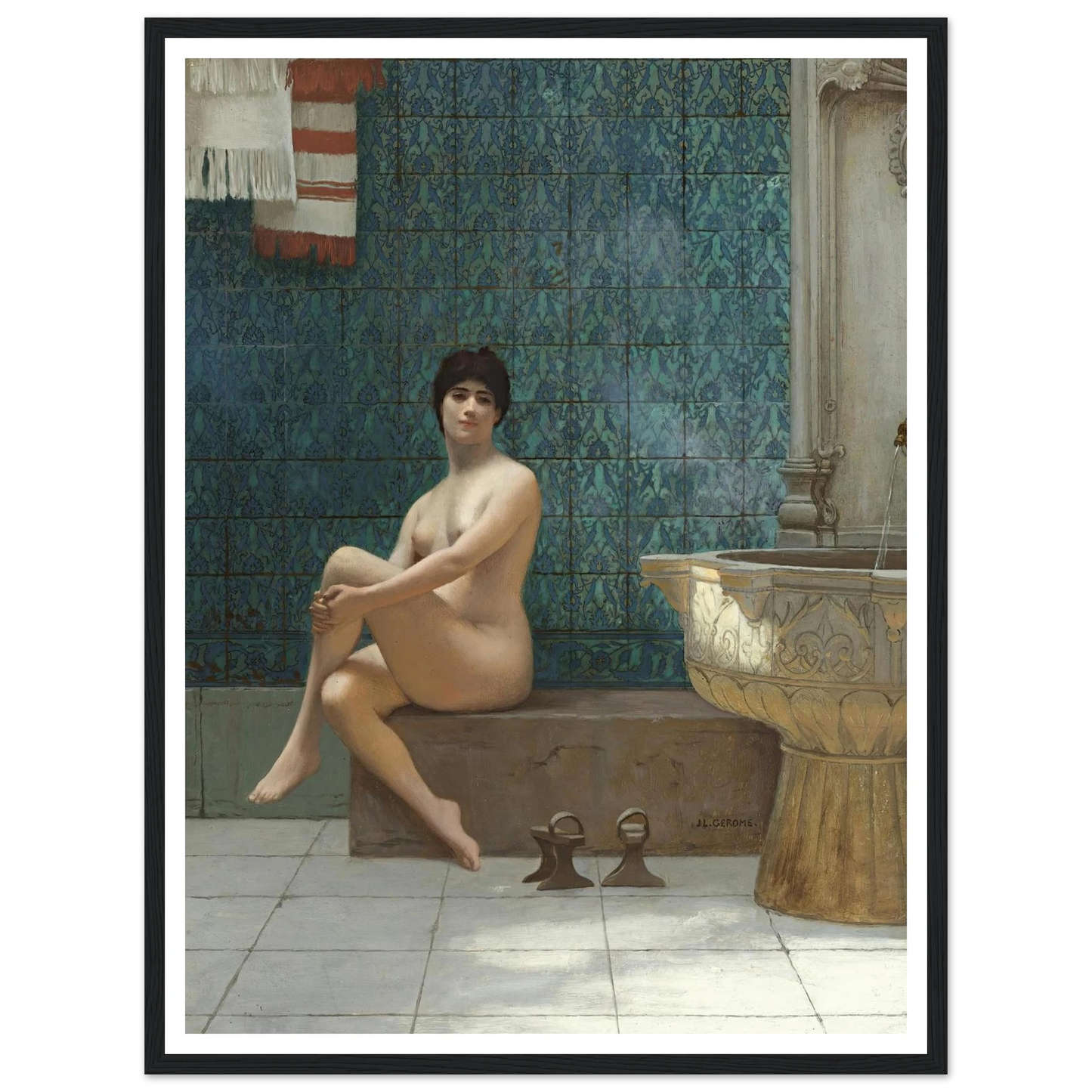 Baigneuse À La Piscine De Brousse Art Print | Jean Leon Gerome - Framed Poster - 30x40 cm / 12x16″ - Black frame