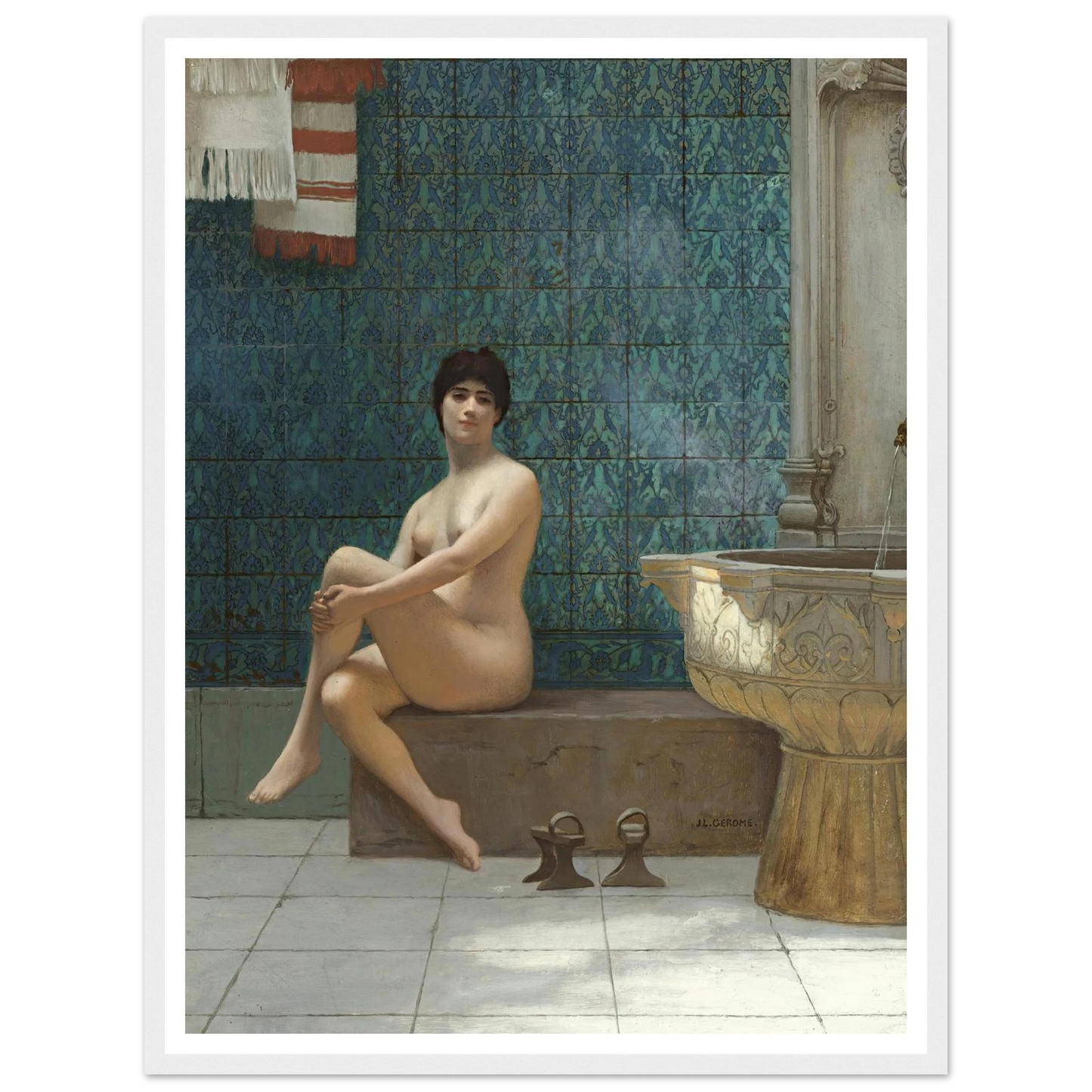 Baigneuse À La Piscine De Brousse Art Print | Jean Leon Gerome - Framed Poster - 30x40 cm / 12x16″ - Black frame