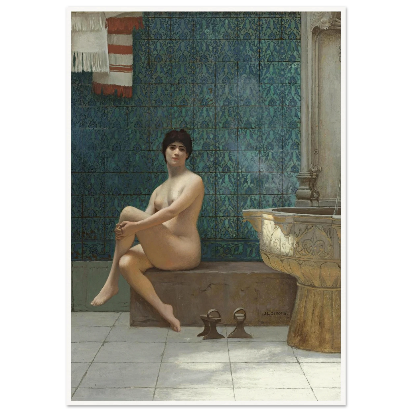 Baigneuse À La Piscine De Brousse Art Print | Jean Leon Gerome - Framed Poster - 30x40 cm / 12x16″ - Black frame