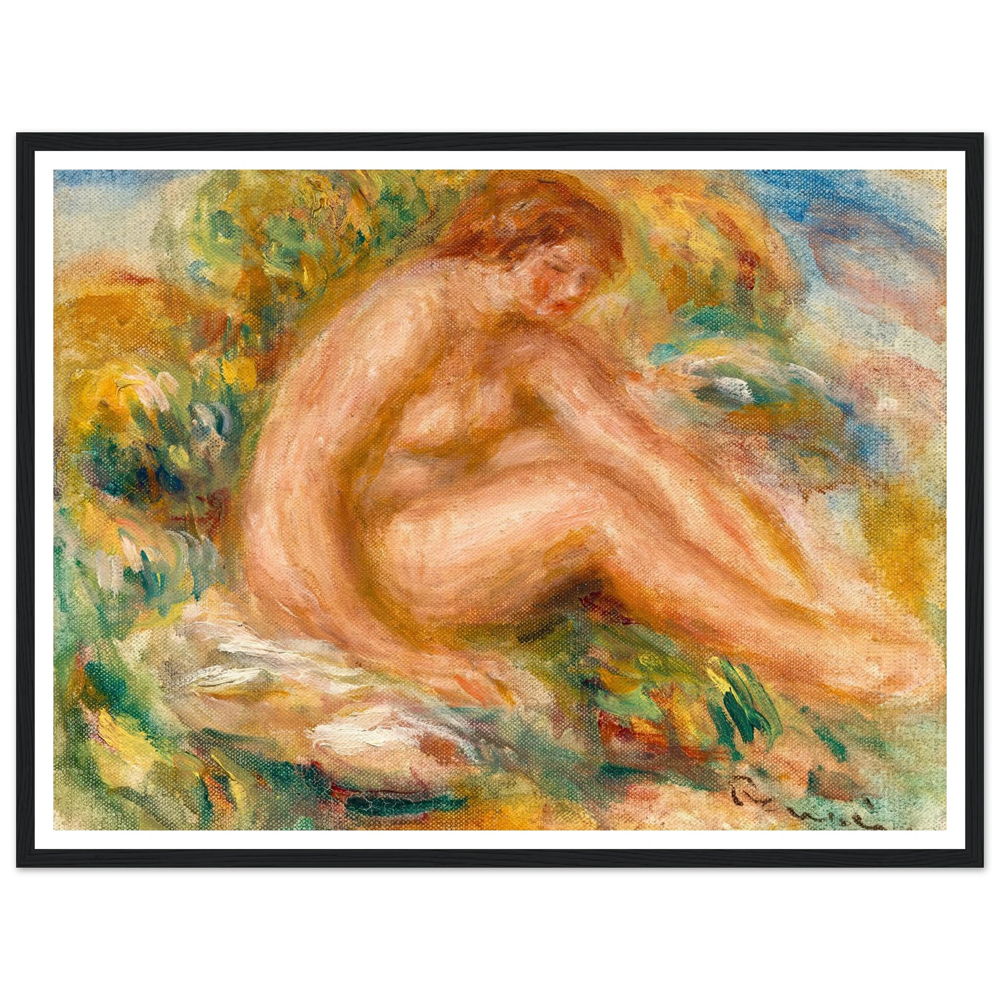 Baigneuse (circa 1916) Art Print | Pierre Auguste Renoir - Framed Poster - 30x40 cm / 12x16″ - Black frame