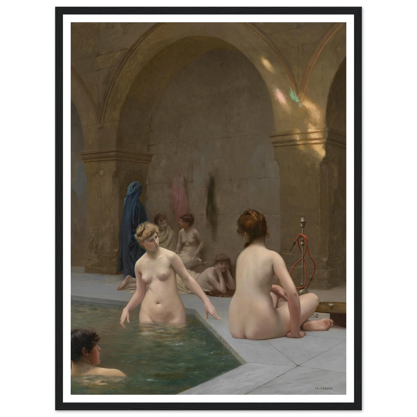 Baigneuses (1884) Art Print | Jean Leon Gerome - Framed Poster - 30x40 cm / 12x16″ - Black frame