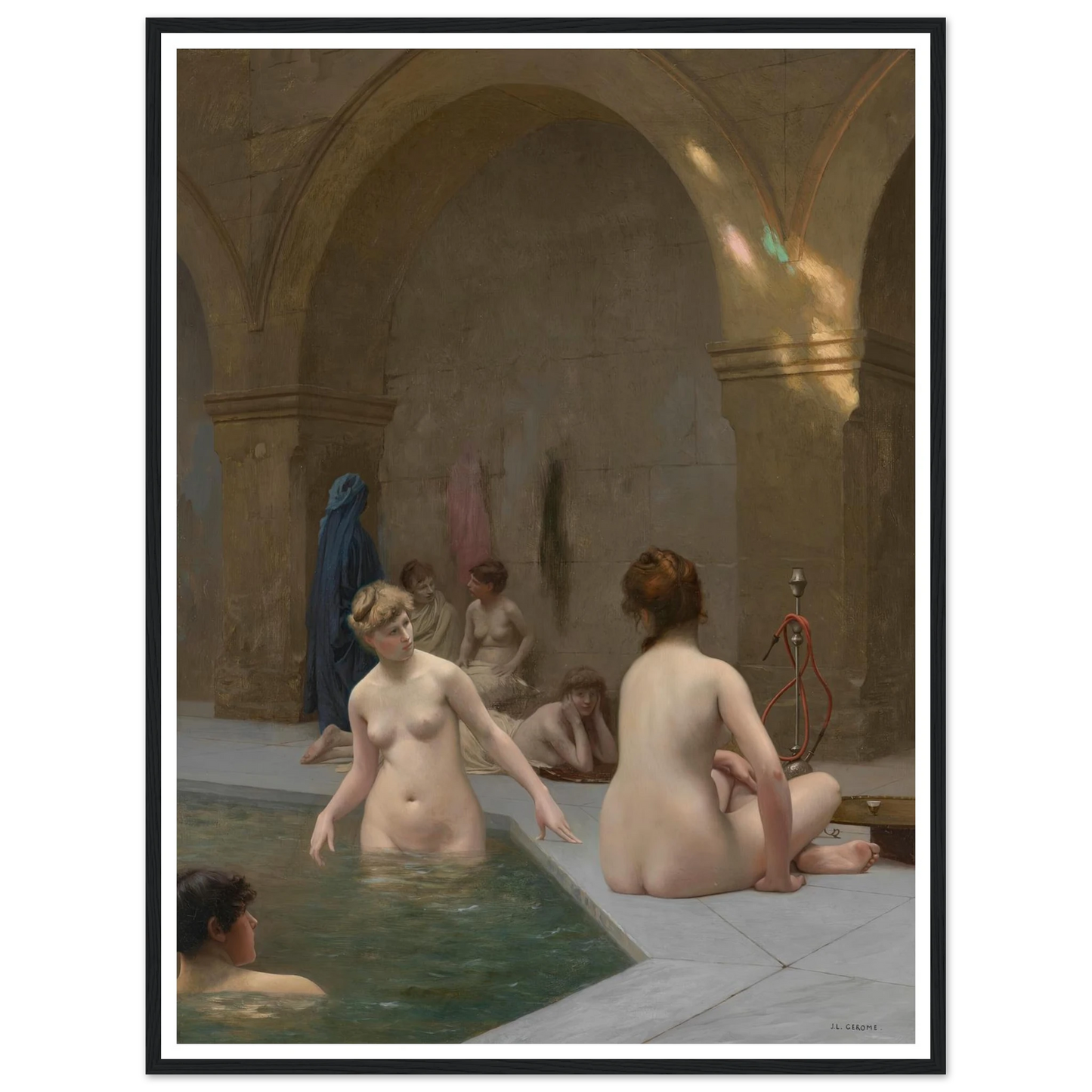 Baigneuses (1884) Art Print | Jean Leon Gerome - Framed Poster - 30x40 cm / 12x16″ - Black frame