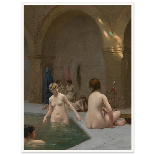 Baigneuses (1884) Art Print | Jean Leon Gerome - Framed Poster - 30x40 cm / 12x16″ - Black frame