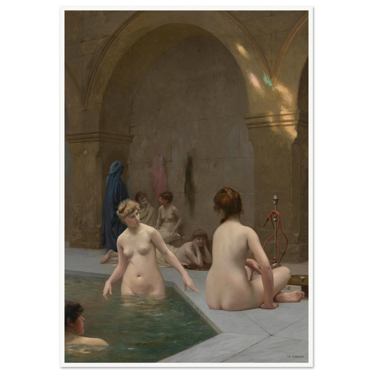 Baigneuses (1884) Art Print | Jean Leon Gerome - Framed Poster - 30x40 cm / 12x16″ - Black frame