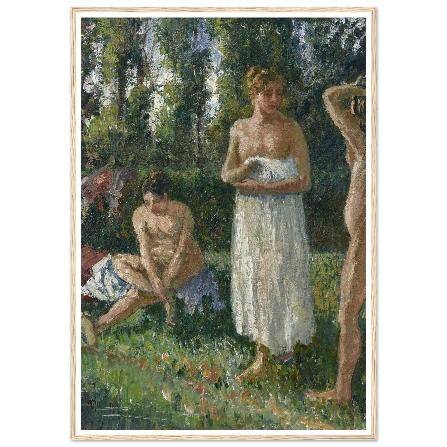 Baigneuses (circa 1895) Art Print | Camille Pissarro - Framed Poster - 30x40 cm / 12x16″ - Black frame