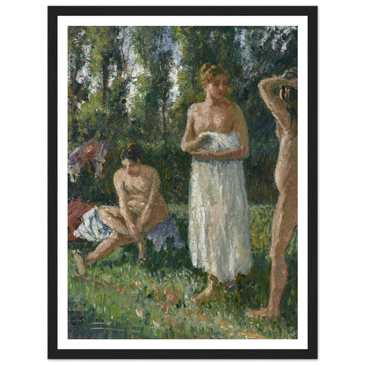 Baigneuses (circa 1895) Art Print | Camille Pissarro - Framed Poster - 30x40 cm / 12x16″ - Black frame