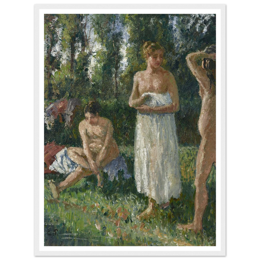 Baigneuses (circa 1895) Art Print | Camille Pissarro - Framed Poster - 30x40 cm / 12x16″ - Black frame