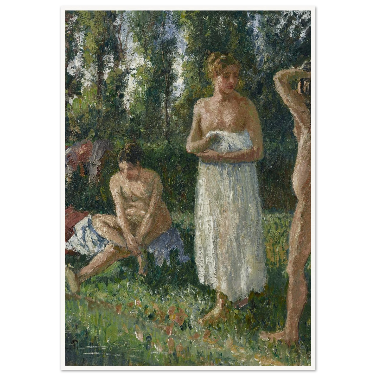 Baigneuses (circa 1895) Art Print | Camille Pissarro - Framed Poster - 30x40 cm / 12x16″ - Black frame