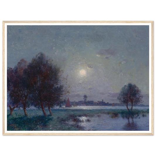 Banks of the Loire in Moonlight, 1911 Art Print | Ferdinand du Puigaudeau - Framed Poster - 30x40 cm / 12x16″ - Black frame