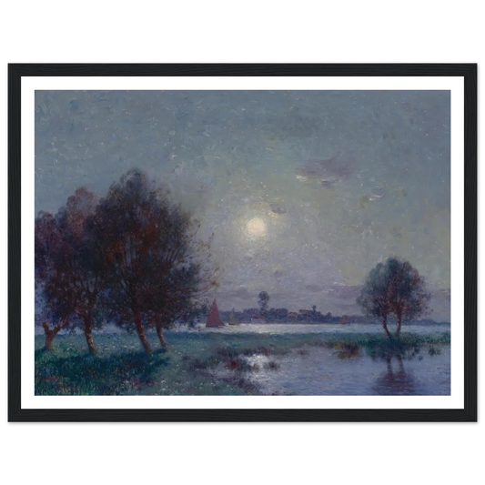 Banks of the Loire in Moonlight, 1911 Art Print | Ferdinand du Puigaudeau - Framed Poster - 30x40 cm / 12x16″ - Black frame