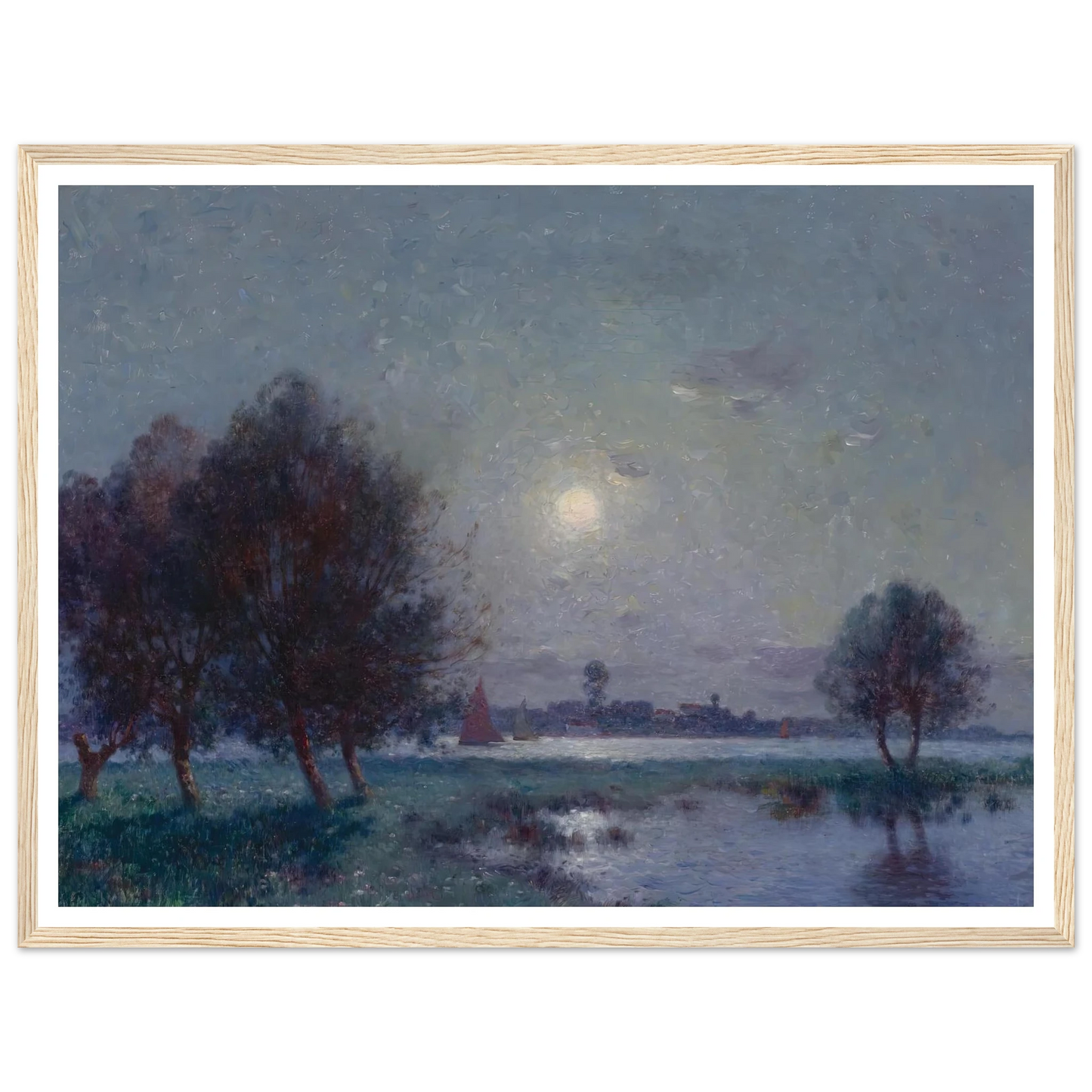 Banks of the Loire in Moonlight, 1911 Art Print | Ferdinand du Puigaudeau - Framed Poster - 30x40 cm / 12x16″ - Black frame