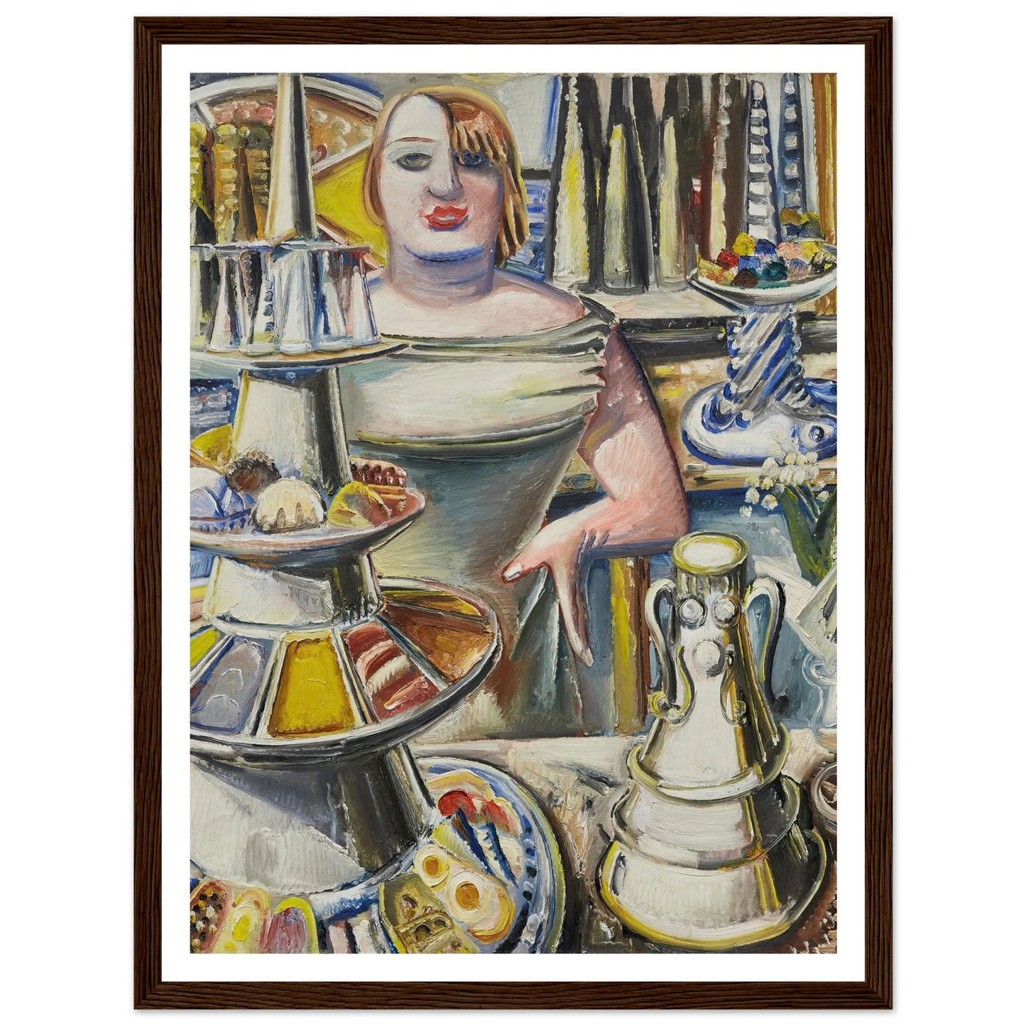Bardame (Barmaid) (1932) Art Print | Paul Kleinschmidt - Framed Poster - 30x40 cm / 12x16″ - Black frame