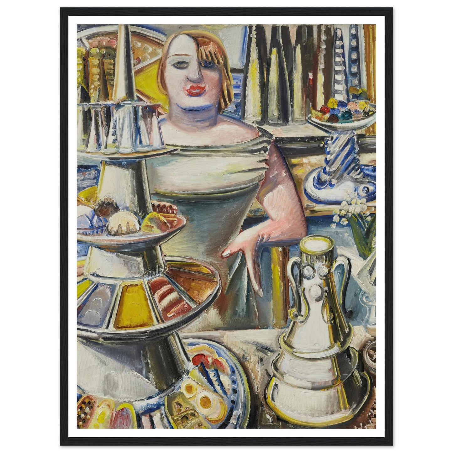 Bardame (Barmaid) (1932) Art Print | Paul Kleinschmidt - Framed Poster - 30x40 cm / 12x16″ - Black frame