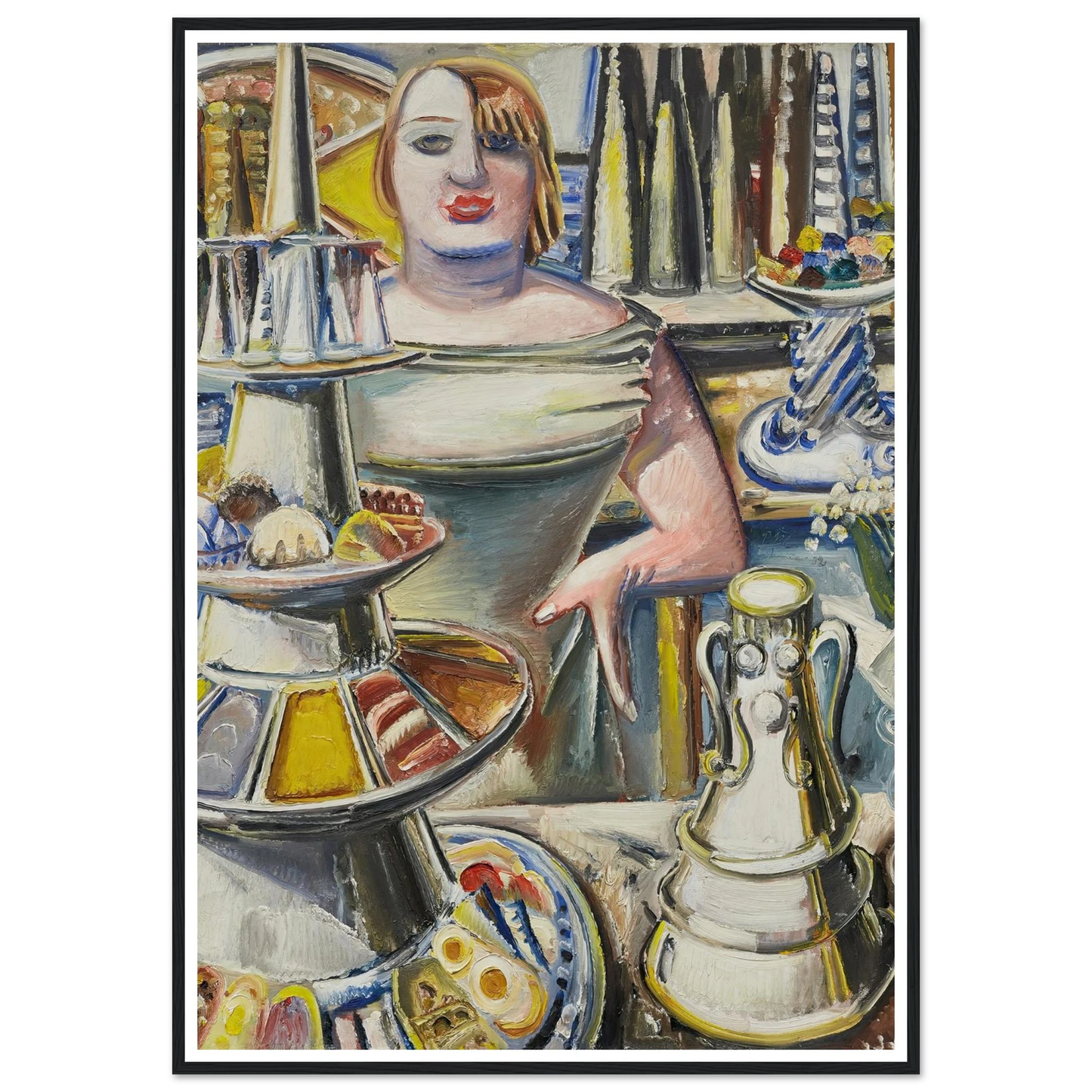 Bardame (Barmaid) (1932) Art Print | Paul Kleinschmidt - Framed Poster - 30x40 cm / 12x16″ - Black frame