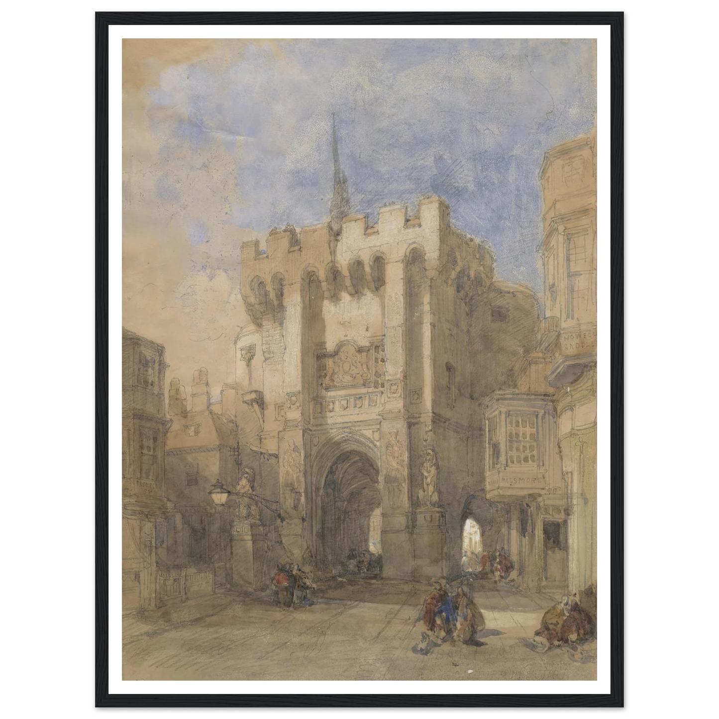 Bargate, Southampton (1828) Art Print | David Roberts - Framed Poster - 30x40 cm / 12x16″ - Black frame