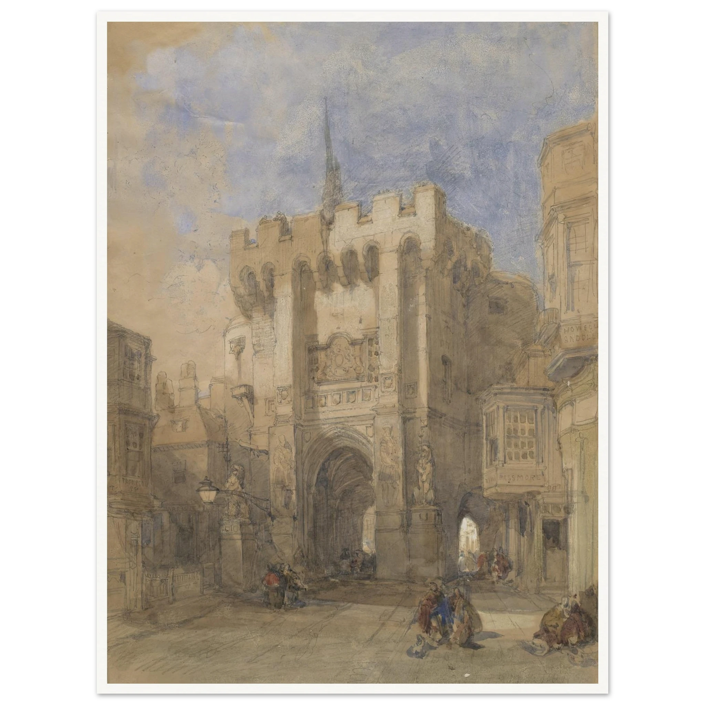 Bargate, Southampton (1828) Art Print | David Roberts - Framed Poster - 30x40 cm / 12x16″ - Black frame