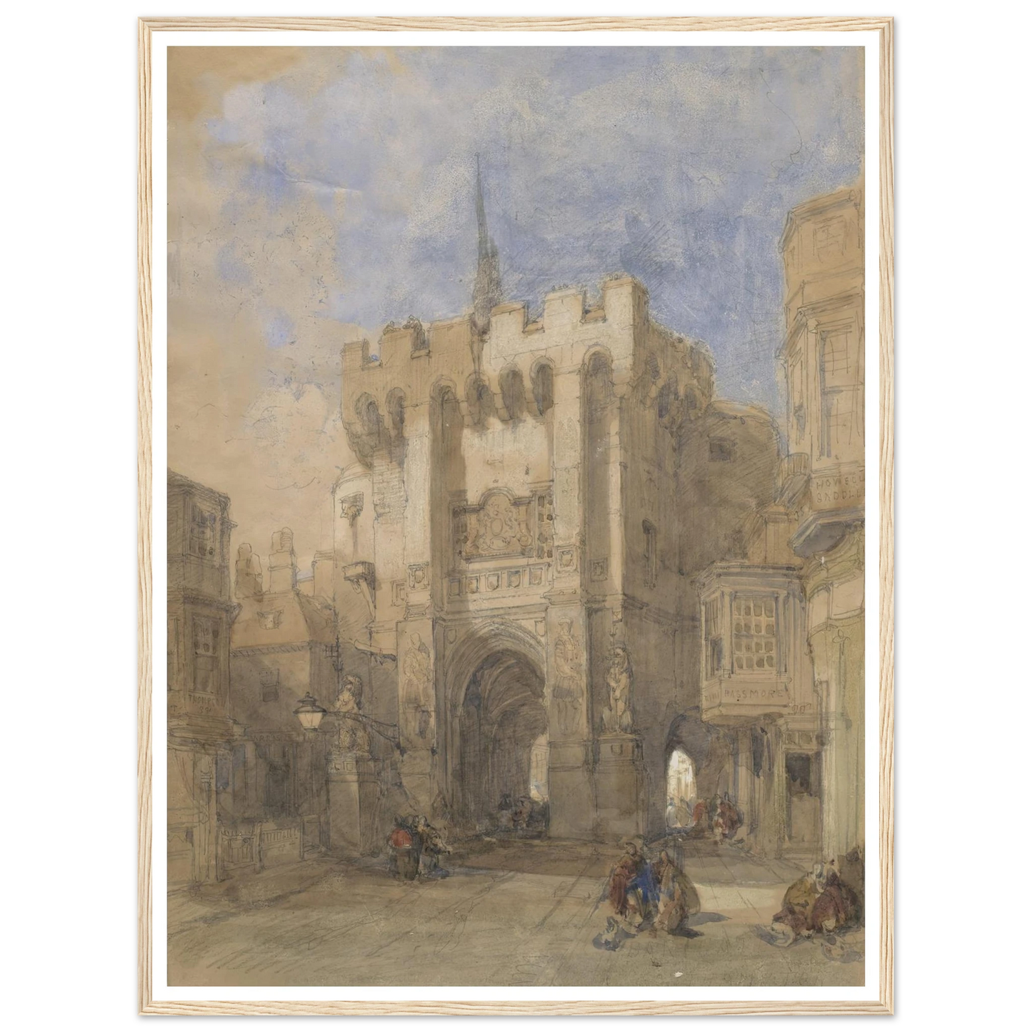 Bargate, Southampton (1828) Art Print | David Roberts - Framed Poster - 30x40 cm / 12x16″ - Black frame