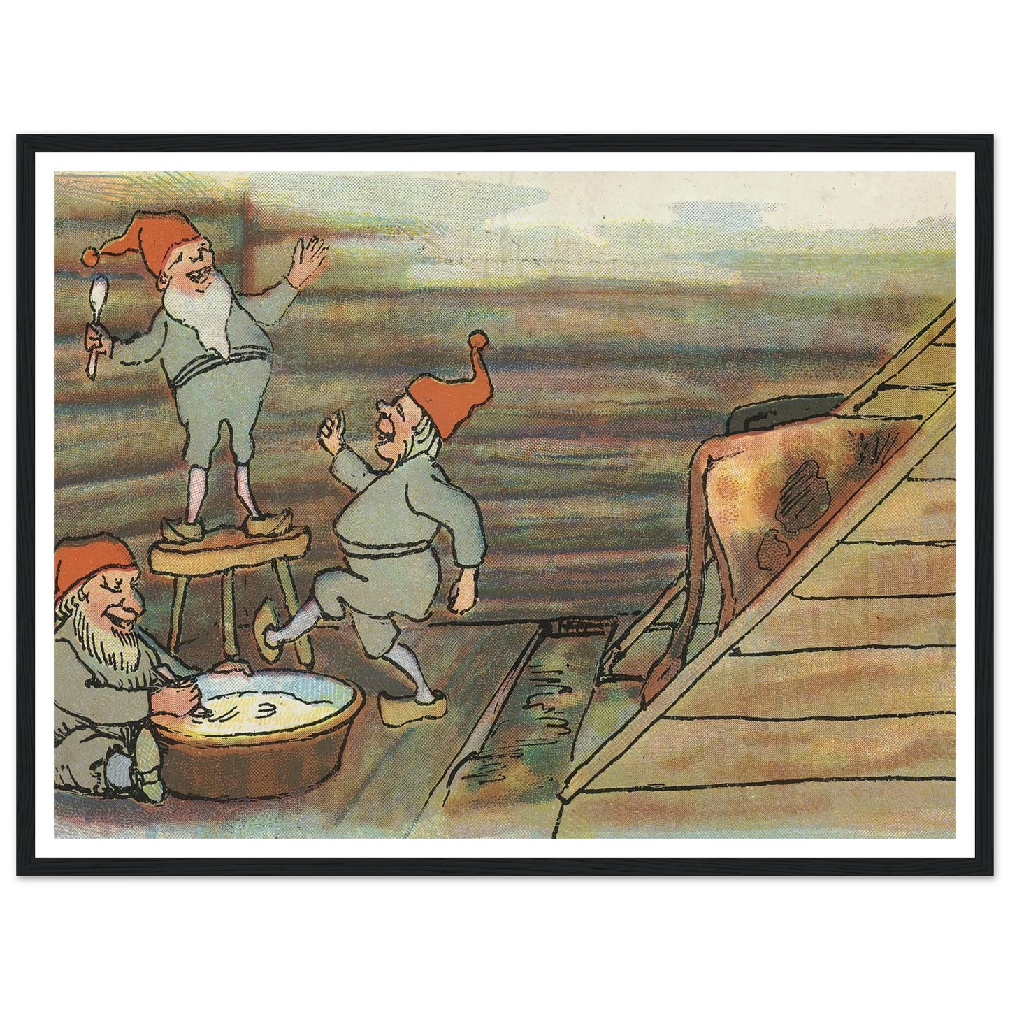 Barnyard Merriment And Feast - Framed Poster - 30x40 cm / 12x16″ - Black frame