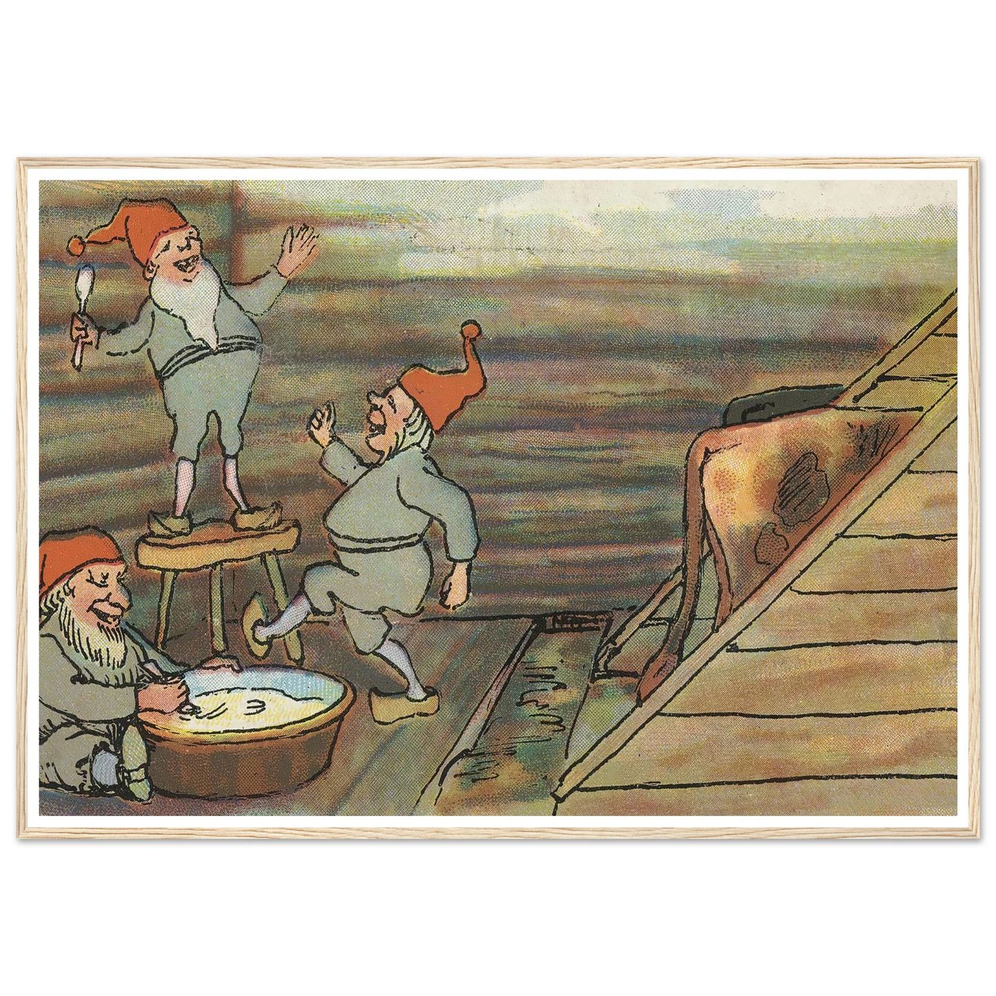 Barnyard Merriment And Feast - Framed Poster - 30x40 cm / 12x16″ - Black frame
