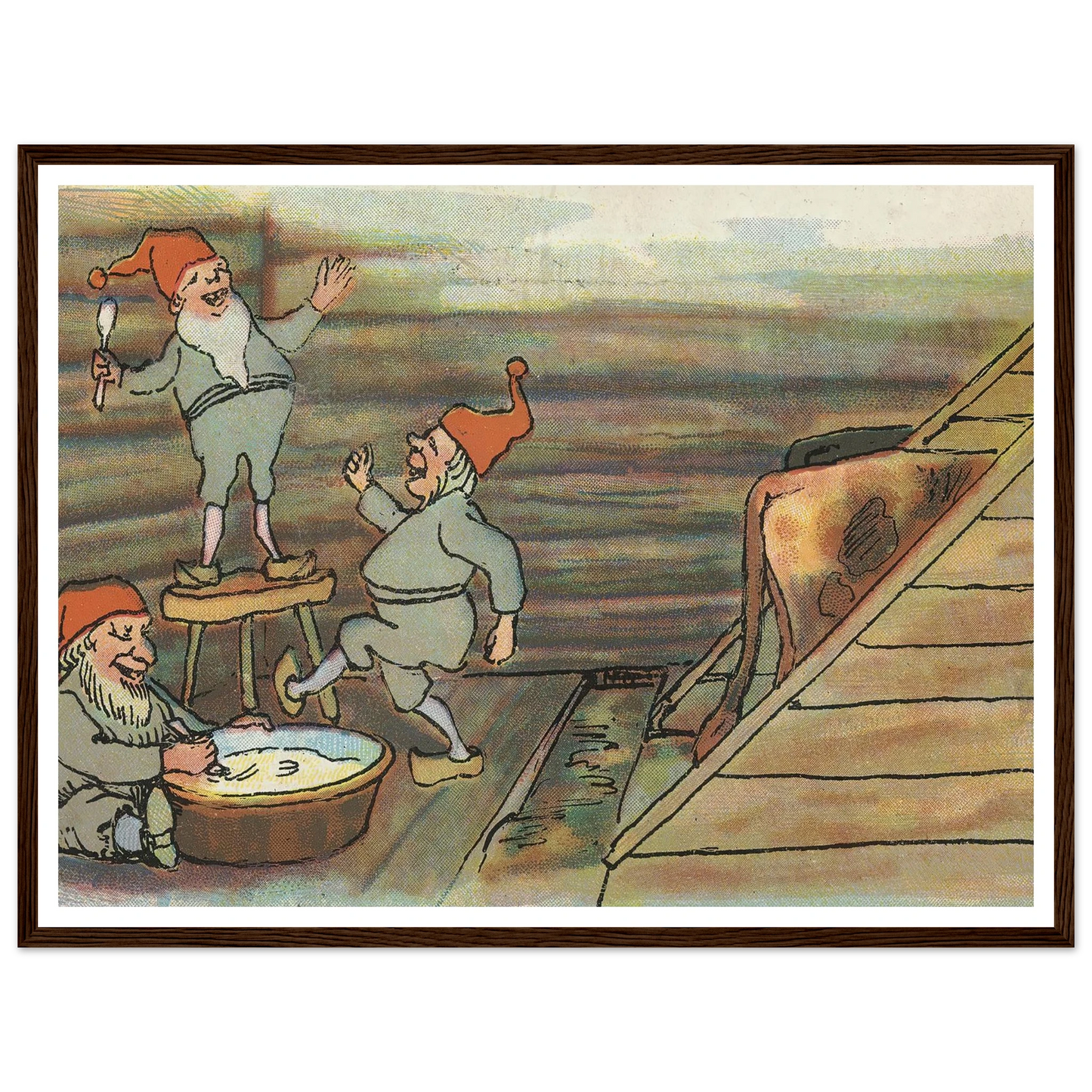 Barnyard Merriment And Feast - Framed Poster - 30x40 cm / 12x16″ - Black frame