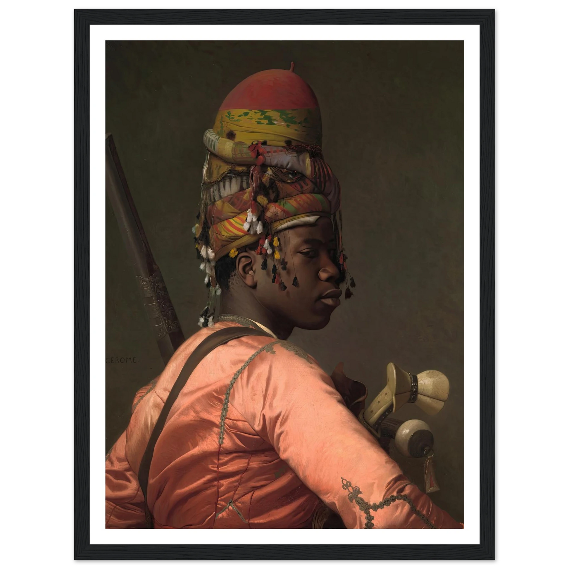 Bashi-Bazouk (1868) Art Print | Jean Leon Gerome - Framed Poster - 30x40 cm / 12x16″ - Black frame