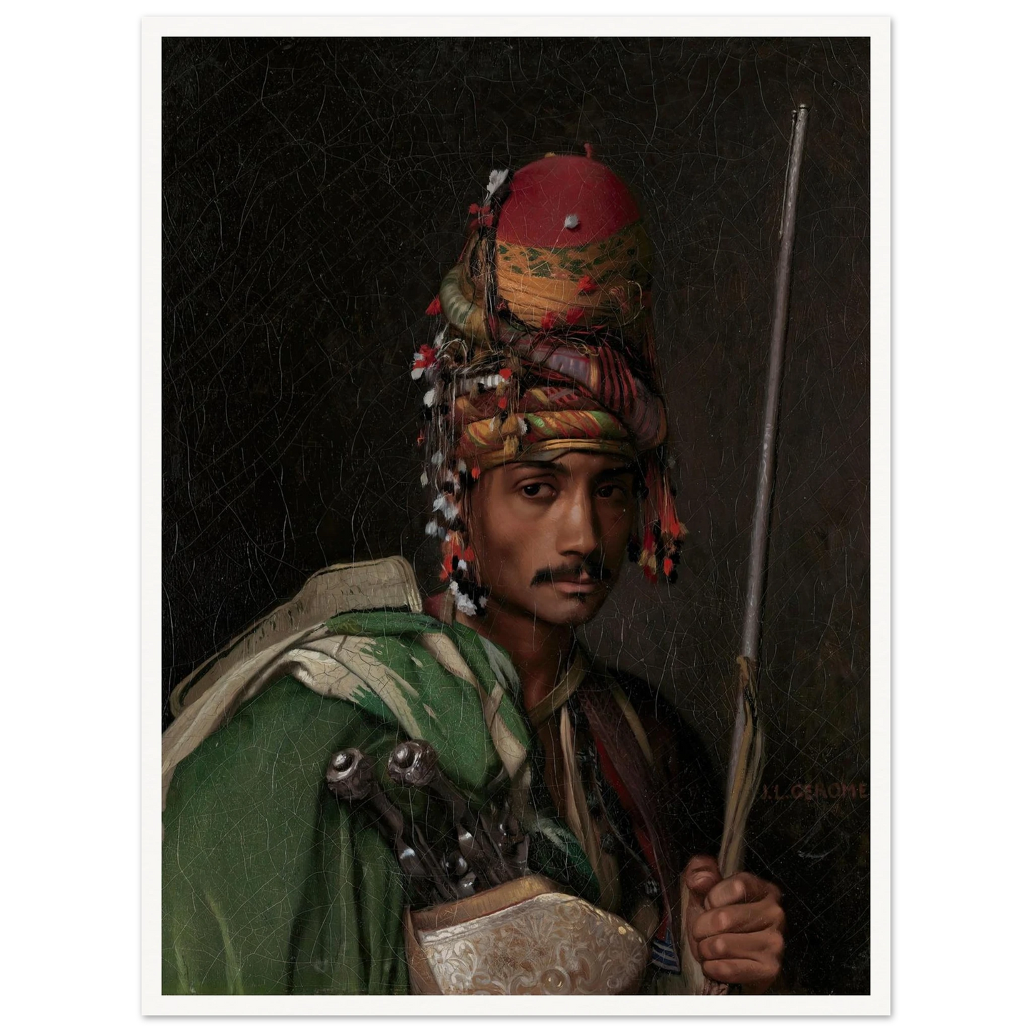 Bashi-Bazouk (ca. 1868–69) Art Print | Jean Leon Gerome - Framed Poster - 30x40 cm / 12x16″ - Black frame
